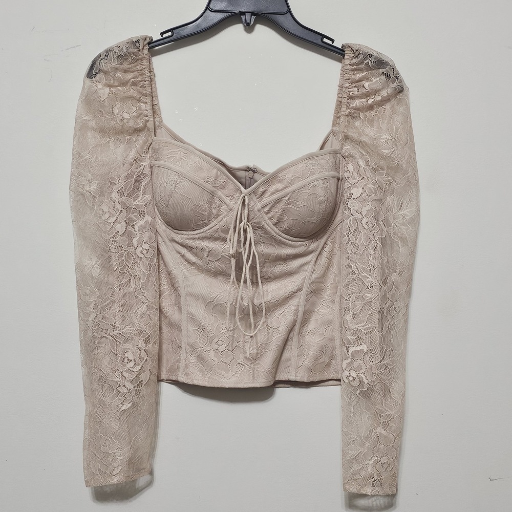Chelsea & Violet Beige Lace Bustier Top
